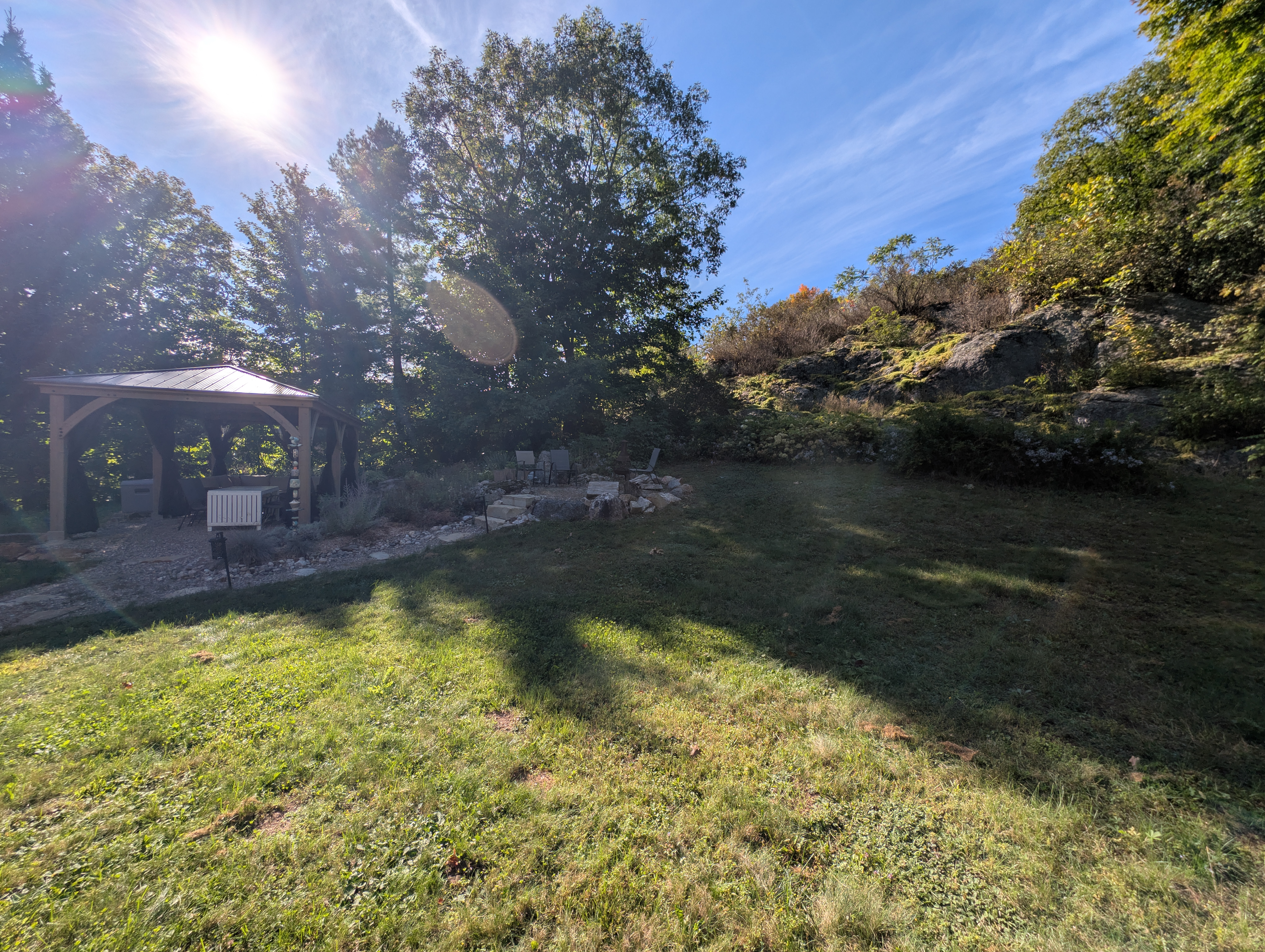 Gazebo beside the natural rock garden