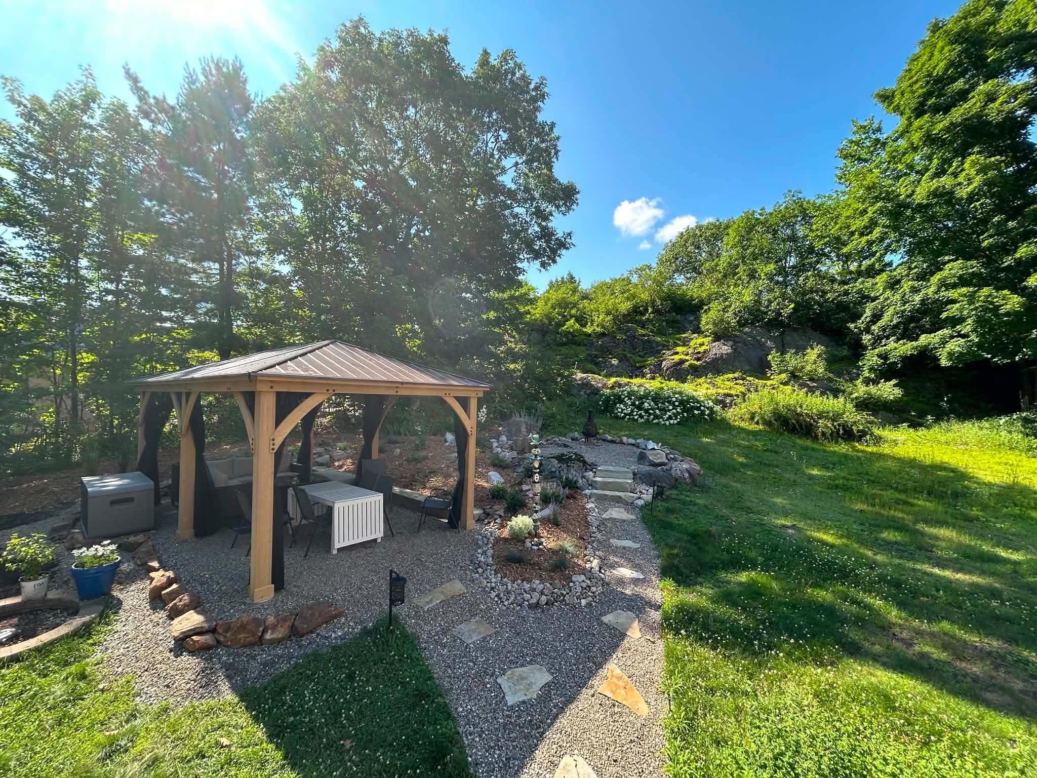 Gazebo and landscaped yard