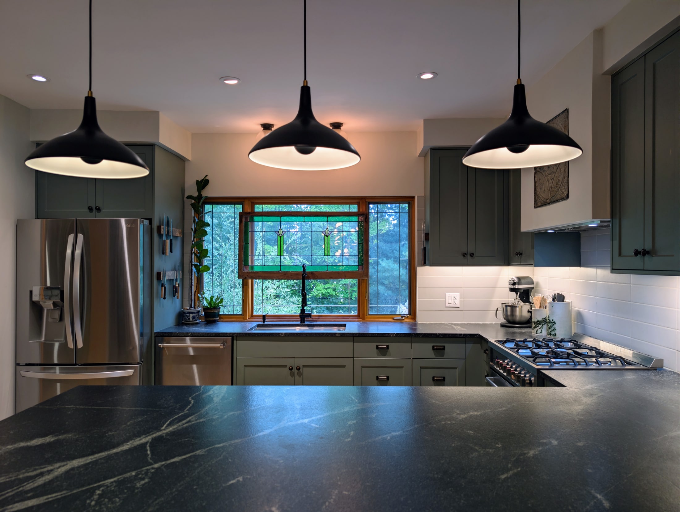 Renovated kitchen with professional appliances