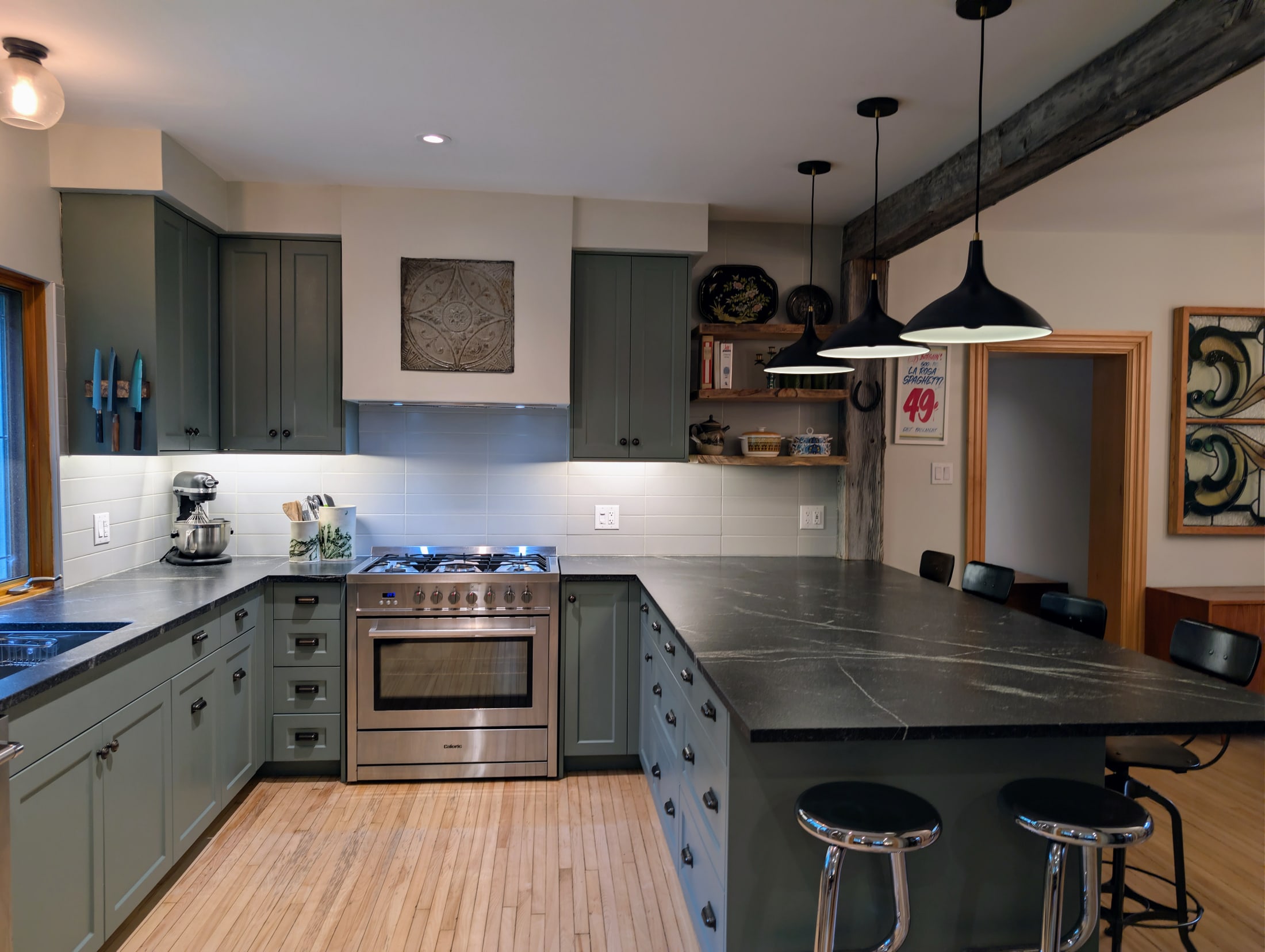 Professional range and custom cabinetry