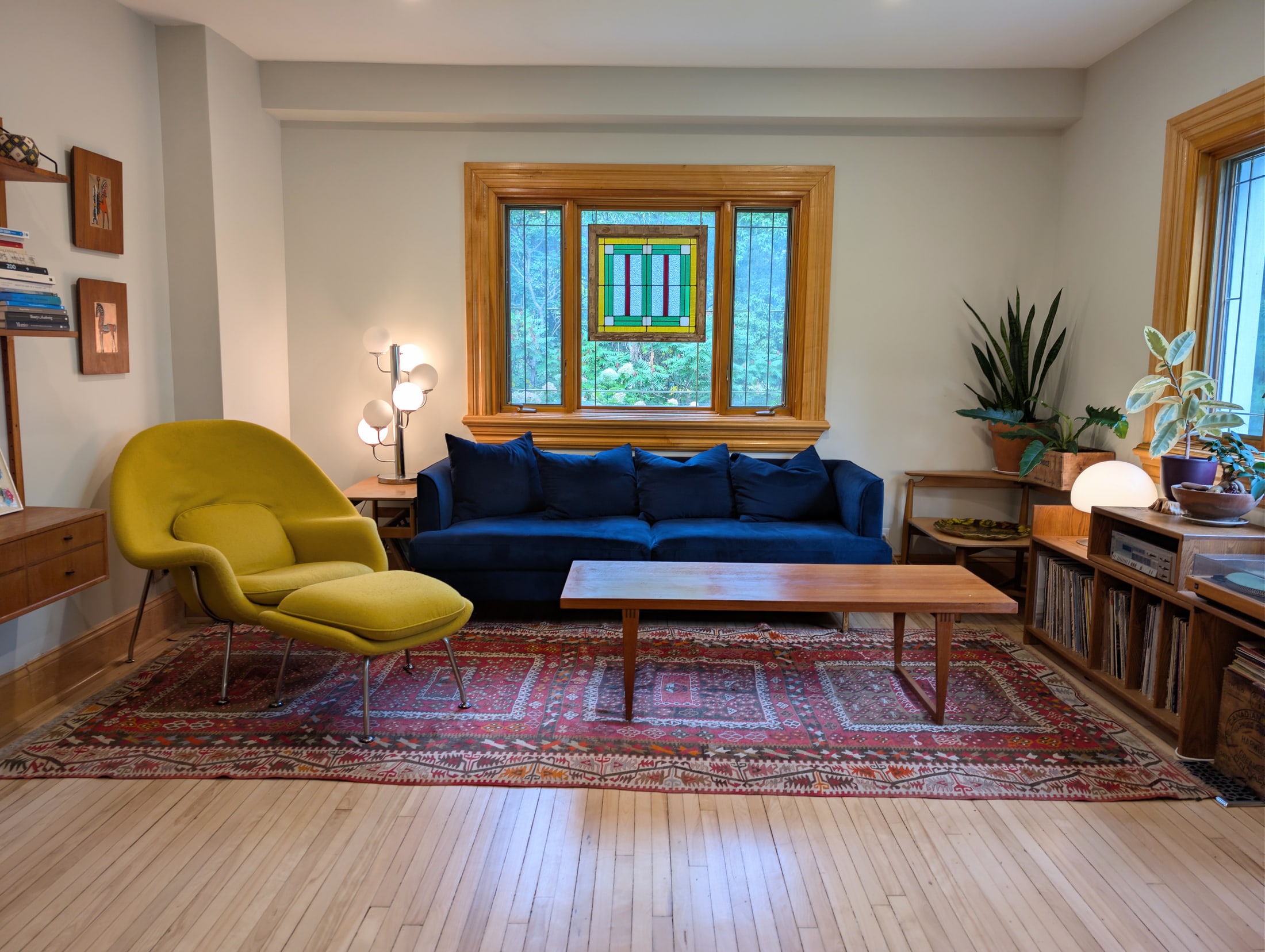 Welcoming living room with garden views